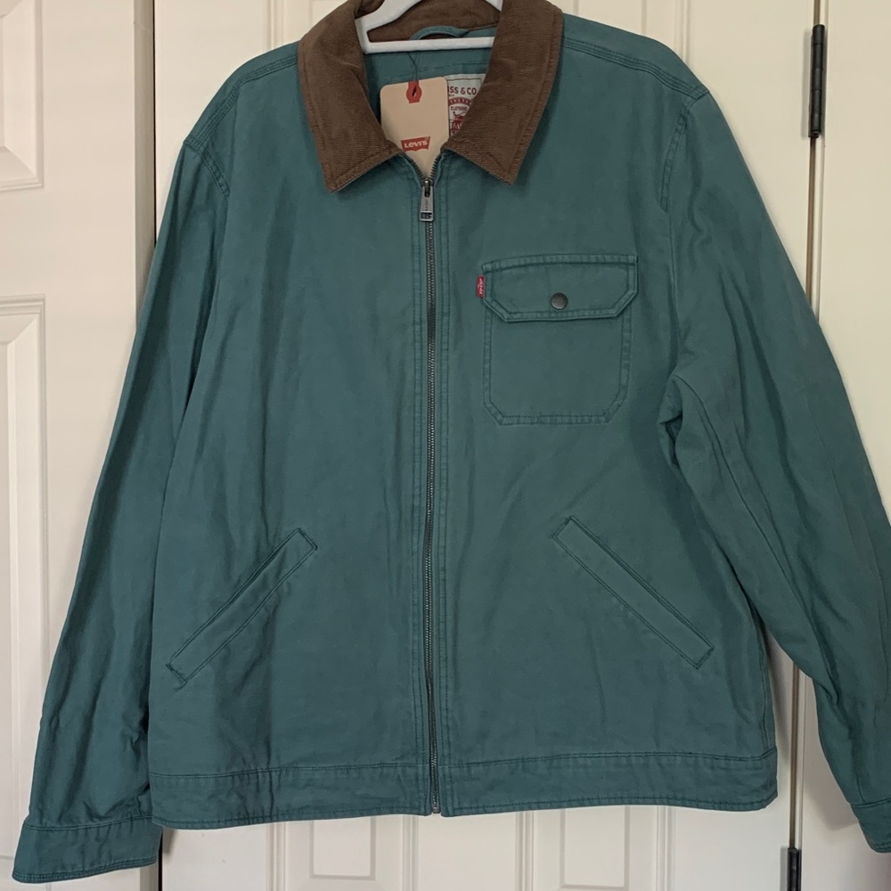 Levi's Teal Jacket with Dark Brown Collar